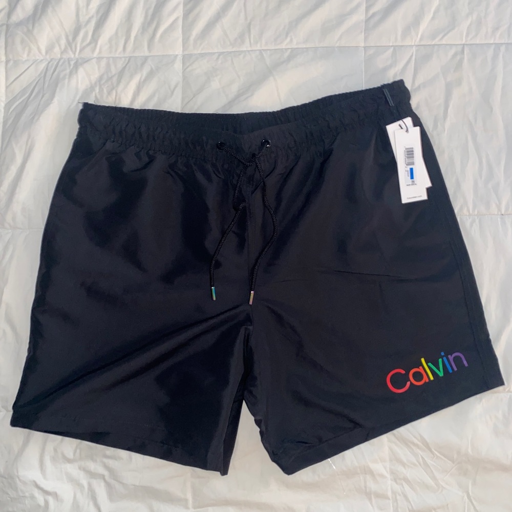 CALVIN KLEIN MEN SWIM TRUNKS NEW CK SWIMMING SHORTS BLACK XL - MEN’S CK SWIM